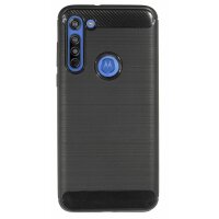 cofi1453 Silikon Hülle Carbon kompatibel mit MOTOROLA MOTO G8 POWER TPU Case Soft Handyhülle Cover Schutzhülle Schwarz