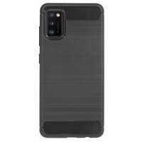 cofi1453® Silikon Hülle Bumper Carbon kompatibel mit SAMSUNG GALAXY A41 A415F Case TPU Soft Handyhülle Cover Schutzhülle Schwarz