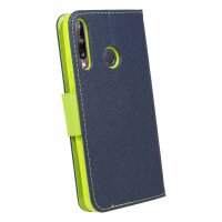 cofi1453® Buch Tasche "Fancy" kompatibel mit HUAWEI P40 LITE E Handy Hülle Etui Brieftasche Schutzhülle mit Standfunktion, Kartenfach Blau-Grün