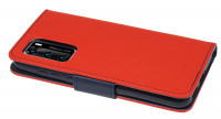 cofi1453® Buch Tasche "Fancy" kompatibel mit Huawei P40 Handy Hülle Etui Brieftasche Schutzhülle mit Standfunktion, Kartenfach Rot-Blau