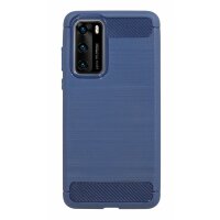 cofi1453® Silikon Hülle Bumper Carbon kompatibel mit Huawei P40 Case TPU Soft Handyhülle Cover Schutzhülle Blau