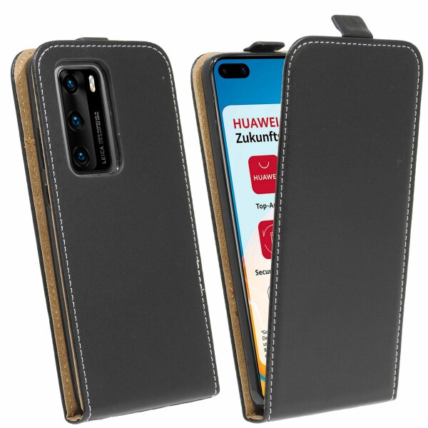 cofi1453® Flip Case kompatibel mit HUAWEI P40 Handy Tasche vertikal aufklappbar Schutzhülle Klapp Hülle Schwarz