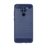 cofi1453® Silikon Hülle Bumper Carbon kompatibel mit XIAOMI REDMI NOTE 9 Case TPU Soft Handyhülle Cover Schutzhülle Blau