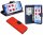 cofi1453® Buch Tasche "Fancy" kompatibel mit HUAWEI P40 LITE Handy Hülle Etui Brieftasche Schutzhülle mit Standfunktion, Kartenfach Rot-Blau