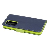 cofi1453® Buch Tasche "Fancy" kompatibel mit HUAWEI P40 PRO Handy Hülle Etui Brieftasche Schutzhülle mit Standfunktion, Kartenfach Blau-Grün ( 2-Farbig )