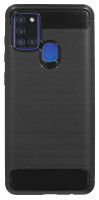 cofi1453® Silikon Hülle Bumper Carbon kompatibel mit SAMSUNG GALAXY A21s A217F Case TPU Soft Handyhülle Cover Schutzhülle Schwarz