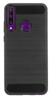 cofi1453® Silikon Hülle Bumper Carbon kompatibel mit Huawei Y6P Case TPU Soft Handyhülle Cover Schutzhülle Schwarz