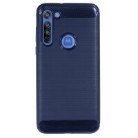 cofi1453 Silikon Hülle Carbon kompatibel mit MOTOROLA MOTO G8 POWER TPU Case Soft Handyhülle Cover Schutzhülle Blau