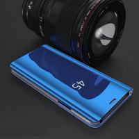 cofi1453® Smart View Spiegel Mirror Smart Cover Schale Etui kompatibel mit XIAOMI Schutzhülle Tasche Case Schutz Clear Blau Xiaomi Redmi Note 9 Pro Max