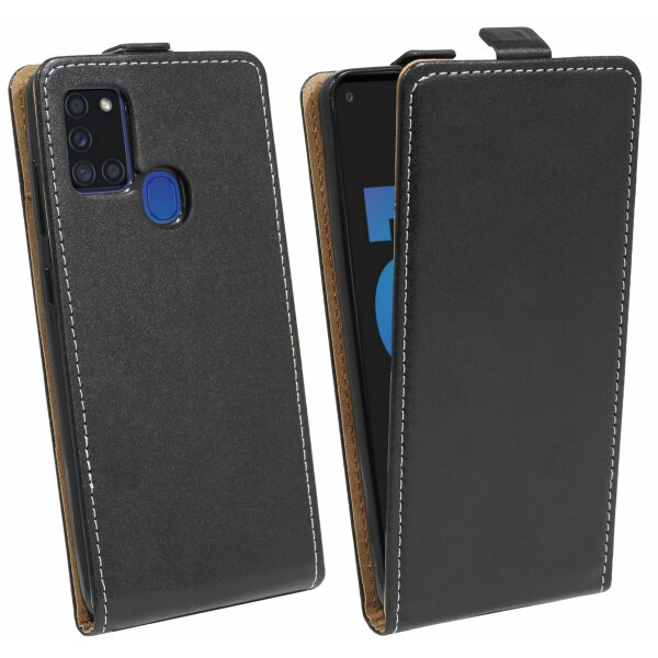 cofi1453® Flip Case kompatibel mit Samsung Galaxy A21S (A217F) Handy Tasche vertikal aufklappbar Schutzhülle Klapp Hülle Schwarz