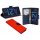 cofi1453® Buch Tasche "Fancy" kompatibel mit SAMSUNG GALAXY A21s (A217F) Handy Hülle Etui Brieftasche Schutzhülle mit Standfunktion, Kartenfach Rot-Blau