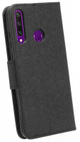 cofi1453® Buch Tasche "Fancy" kompatibel mit Huawei Y6P Handy Hülle Etui Brieftasche Schutzhülle mit Standfunktion, Kartenfach Schwarz