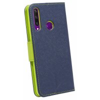 cofi1453® Buch Tasche "Fancy" kompatibel mit Huawei Y6P Handy Hülle Etui Brieftasche Schutzhülle mit Standfunktion, Kartenfach Blau-Grün