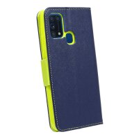 cofi1453® Buch Tasche "Fancy" kompatibel mit SAMSUNG GALAXY M31 (M315F) Handy Hülle Etui Brieftasche Schutzhülle mit Standfunktion, Kartenfach Blau-Grün