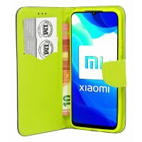 cofi1453® Buch Tasche "Fancy" kompatibel mit XIAOMI MI 10 LITE Handy Hülle Etui Brieftasche Schutzhülle mit Standfunktion, Kartenfach Blau-Grün