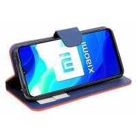 cofi1453® Buch Tasche "Fancy" kompatibel mit XIAOMI MI 10 LITE Handy Hülle Etui Brieftasche Schutzhülle mit Standfunktion, Kartenfach Rot-Blau