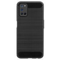 cofi1453® Silikon Hülle Bumper Carbon kompatibel mit Oppo A52 Case TPU Soft Handyhülle Cover Schutzhülle Schwarz