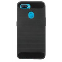 cofi1453® Silikon Hülle Bumper Carbon kompatibel mit Oppo A12 Case TPU Soft Handyhülle Cover Schutzhülle Schwarz