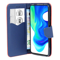 cofi1453® Buch Tasche "Fancy" kompatibel mit XIAOMI REDMI K30 PRO Handy Hülle Etui Brieftasche Schutzhülle mit Standfunktion, Kartenfach Rot-Blau
