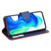 cofi1453® Buch Tasche "Fancy" kompatibel mit XIAOMI POCO F2 PRO Handy Hülle Etui Brieftasche Schutzhülle mit Standfunktion, Kartenfach Rot-Blau