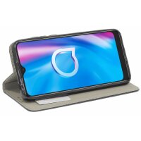 cofi1453® Buch Tasche "Smart" kompatibel mit Alcatel 1S ( 2020 ) Handy Hülle Etui Brieftasche Schutzhülle mit Standfunktion, Kartenfach Schwarz