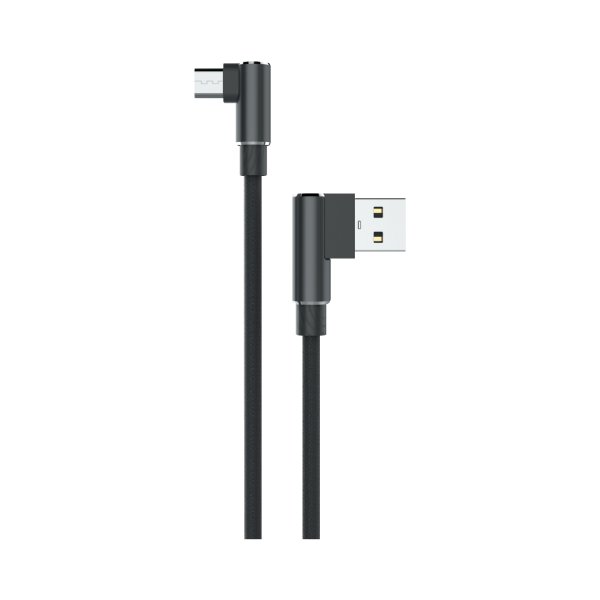 Sunix 2A Micro-USB Ladekabel 90 Grad Winkelstecker 3 Meter Datenkabel Datentransfer Kabel Ladegerät kompatibel mit Smartphone in Schwarz