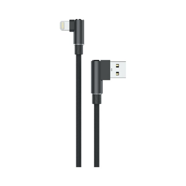 Sunix 3 Meter 2A iOS Ladekabel 90 Grad Winkelstecker Datenkabel Datentransfer Kabel Ladegerät kompatibel mit iPhone 11 Pro Max Xr, Xs in Schwarz