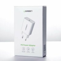 Ugreen 18W WandLadegerät USB PD Netzteil Schnell Fast Charge Power Delivery 3.0 Quick Charge 4.0 + 18 W 3A komaptibel mit Smartphone weiß