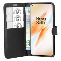 cofi1453® Buch Tasche "Fancy" kompatibel mit OnePlus 8 Handy Hülle Etui Brieftasche Schutzhülle mit Standfunktion, Kartenfach Schwarz