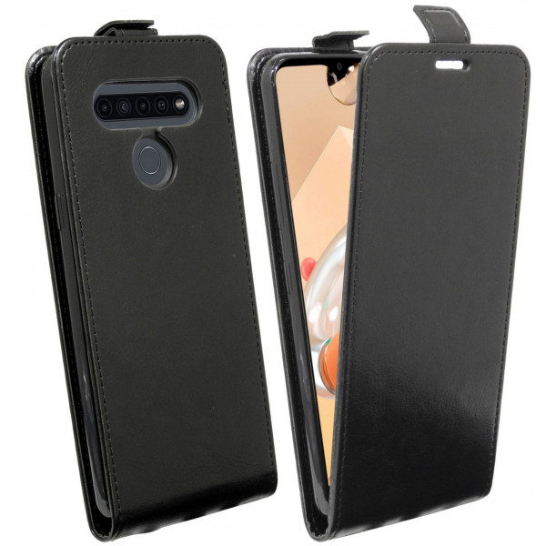 cofi1453® Flip Case kompatibel mit LG K51S Handy Tasche vertikal aufklappbar Schutzhülle Klapp Hülle Schwarz
