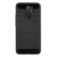 cofi1453® Silikon Hülle Carbon kompatibel mit XIAOMI REDMI 9 Case TPU Soft Handyhülle Cover Schutzhülle Schwarz