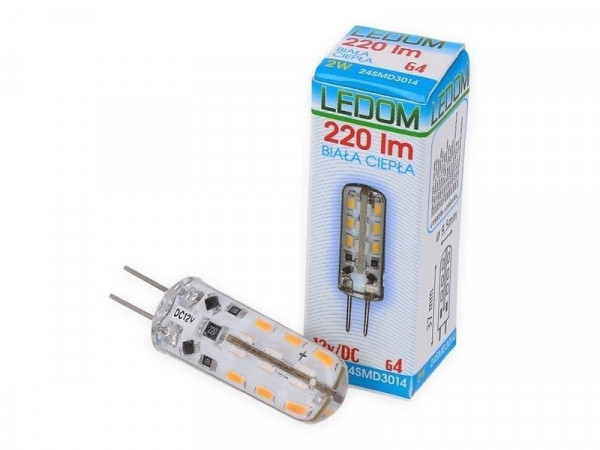 G4 | LED Leuchtmittel | 2 Watt | 12V DC | 220 Lumen | Silikon | Stiftsockel | Stecklampe | Lampe | Birne | warmweiß |