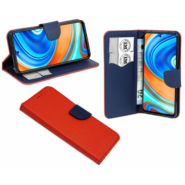 cofi1453® Buch Tasche "Fancy" kompatibel mit XIAOMI REDMI NOTE 9 PRO Handy Hülle Etui Brieftasche Schutzhülle mit Standfunktion, Kartenfach Rot