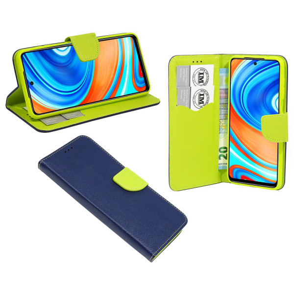 cofi1453® Buch Tasche "Fancy" kompatibel mit XIAOMI REDMI NOTE 9 PRO MAX Handy Hülle Etui Brieftasche Schutzhülle mit Standfunktion, Kartenfach Blau