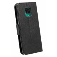 cofi1453® Buch Tasche "Fancy" kompatibel mit XIAOMI REDMI NOTE 9S Handy Hülle Etui Brieftasche Schutzhülle mit Standfunktion, Kartenfach Schwarz