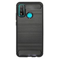 cofi1453® Silikon Hülle Bumper Carbon kompatibel mit Huawei P Smart 2020 Case TPU Soft Handyhülle Cover Schutzhülle Schwarz