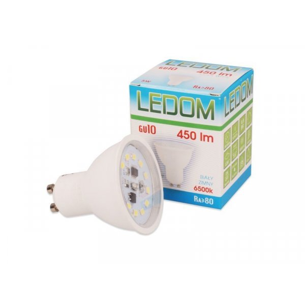 LEDOM GU10 5W SMD LED Leuchtmittel Kaltweiß 6500K 450 Lumen 220-240V Ø50 Spot Strahler Einbauleuchte Energiesparlampe Glühlampe