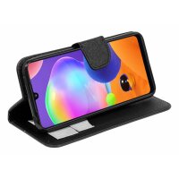 cofi1453® Buch Tasche "Fancy" kompatibel mit SAMSUNG GALAXY A31 (A315F) Handy Hülle Etui Brieftasche Schutzhülle mit Standfunktion, Kartenfach Schwarz