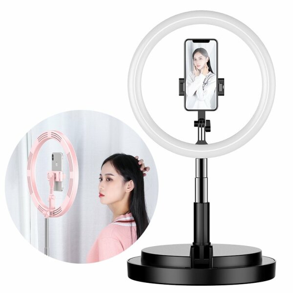 cofi1453® LED Ringlicht 360 Grad Ring Light Flash Selfie 52 - 170 cm mit Sativ Handyhalter Beleuchtungsmodus Halterung kompatibel mit Smartphone