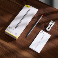 Baseus Stylus Pen Eingabestift kompatibel mit iPad, Aktiv kapazitiver Pen zum Zeichnen und Schreiben grau
