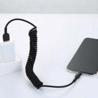 Mcdodo Omega 2A USB-Kabel, einziehbares Kabel, Datensynchronisation, Ladekabel, Spiralkabel, Kfz-Ladekabel, kompatibel mit Smartphone 11 Pro Max , XS, X XR 8, 7-dehnbar bis 1,8 m Schwarz