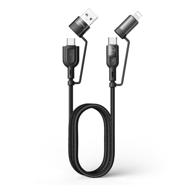 Mcdodo 4-in-1 PD Fast Charge Schnellladekabel Ladegerät Kabel (Micro USB, Typ-C, 2x iOS) Anschluss kompatibel mit Smartphone