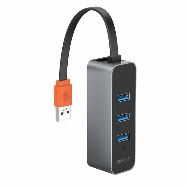 Baseus 3x USB 3.2 Gen 1 HUB / externer Netzwerkadapter Netzwerkkarte USB 3.2 Gen 1 1000Mbps Gigabit Ethernet grau