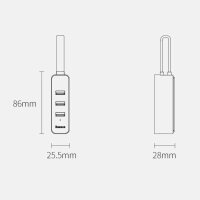 Baseus 3x USB 3.2 Gen 1 HUB / externer Netzwerkadapter Netzwerkkarte USB 3.2 Gen 1 1000Mbps Gigabit Ethernet grau