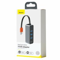 Baseus 3x USB 3.2 Gen 1 HUB / externer Netzwerkadapter Netzwerkkarte USB 3.2 Gen 1 1000Mbps Gigabit Ethernet grau