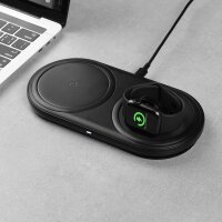 Baseus kabelloses Wireless Charger Ladegerät 10W + USB Typ C Kabel 3A 1M + Wandladegerät 12 V / 2A kompatibel mit iPhone, Watch, Air Pods schwarz