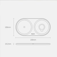 Baseus kabelloses Wireless Charger Ladegerät 10W + USB Typ C Kabel 3A 1M + Wandladegerät 12 V / 2A kompatibel mit iPhone, Watch, Air Pods schwarz