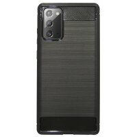 cofi1453® Silikon Hülle Bumper Carbon kompatibel mit SAMSUNG GALAXY NOTE 20 (N980F) Case TPU Soft Handyhülle Cover Schutzhülle Schwarz