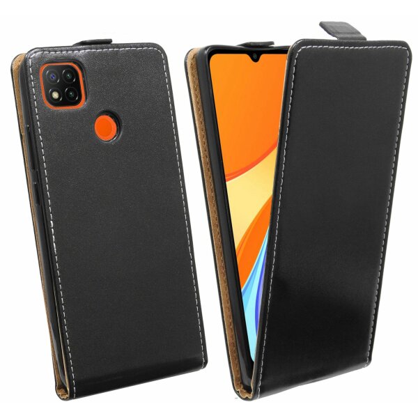 cofi1453® Flip Case kompatibel mit XIAOMI REDMI 9C Handy Tasche vertikal aufklappbar Schutzhülle Klapp Hülle Schwarz