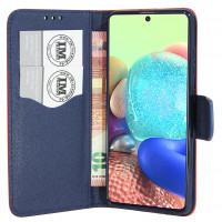 cofi1453® Buch Tasche "Fancy" kompatibel mit SAMSUNG GALAXY A71 5G (A716F) Handy Hülle Etui Brieftasche Schutzhülle mit Standfunktion, Kartenfach in Rot-Blau